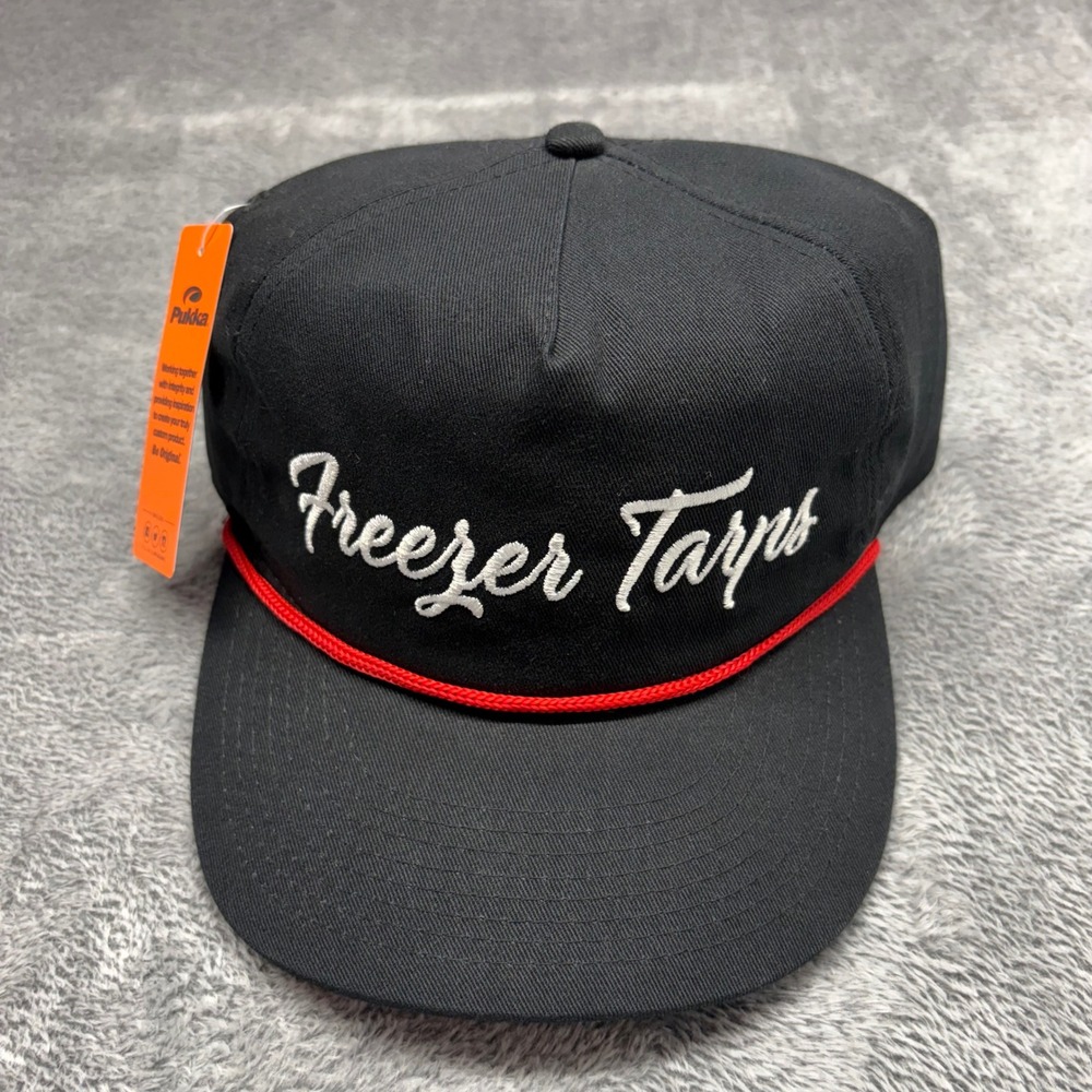 Pukka Freezer Tarps Snapback Hat Men OSFM Black New Rope Script Embroidery Cap